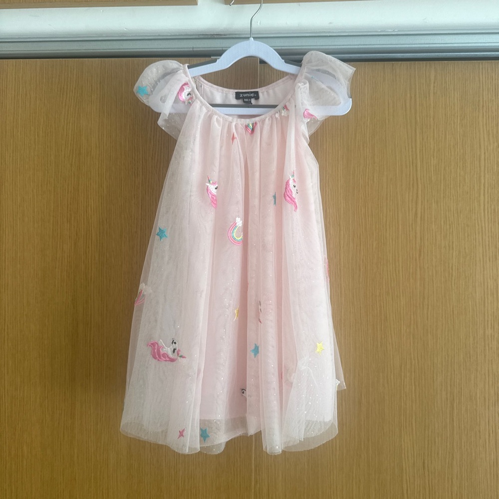 Zunie Pastel Pink Dress with Rainbow Accents